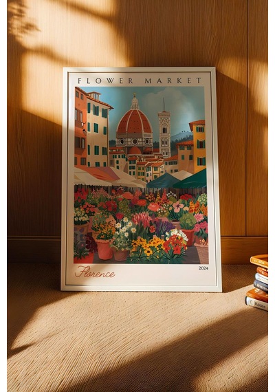 Floransa İtalya Çerçeveli Tablo Seyahat Severlere Salon Ve Ofis İçin Estetik Duvar Dekoru Travel Flower Market
