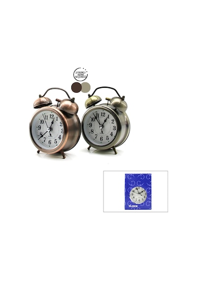 Twin Bell Alarm Clock Bgc-7 Yuvarlak Masa Çalar Saat Çap: 8.cm Pilli Işıklı Metal Kasa Eskitme Diğer