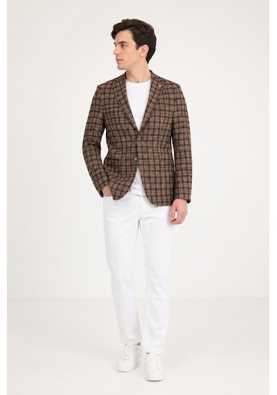 Sabri Özel Erkek Kareli Desen İki Düğmeli Yarım Astar Smart-casual Tek Ceket 6 Drop 12014-kahve Sabri Özel Erkek Kareli Desen İki Düğmeli Yarım Astar Smart-casual Tek Ceket 6 Drop 12014-kahve