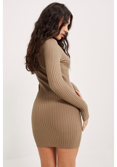 Madmext Bej Bodycon Fitilli Mini Elbise Mg1710-bej