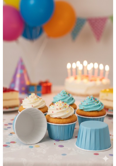 Karton Mavi Cupcake Kapsülü 50'li - Kek Ve Cupcake Sunum Kapsülü Diğer