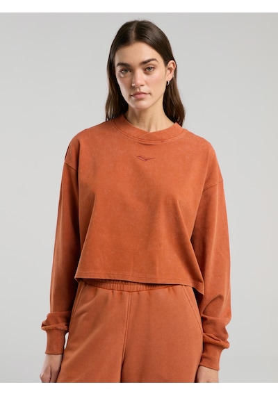 Everlast Bronx 1910 Oversize Turuncu Crop Uzun Kollu Kadın Tişört Kiremit