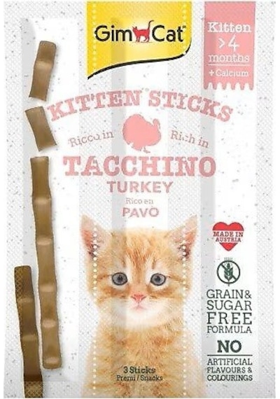 Gimcat Sticks Kitten Hindili Ödül Çubukları 3 x 3 G