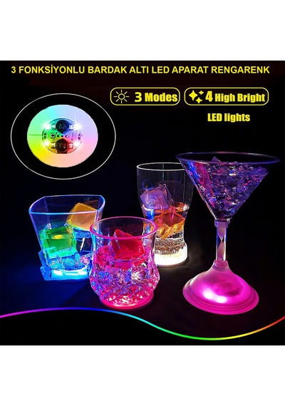 Işıklı Yapışlı Bardak Altı Aparatı Ledli 3 Modlu 6 Cm Çap N177 Standart
