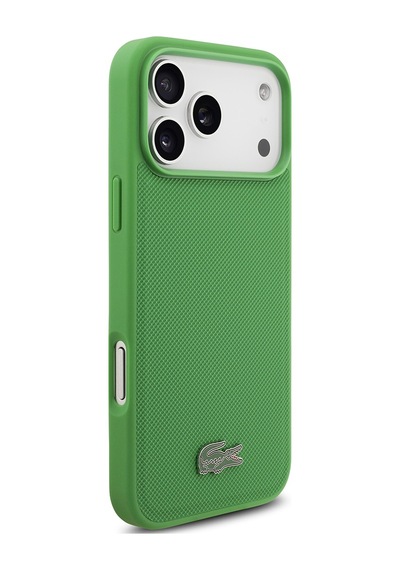 Apple Uyumlu iPhone 18 Pro Max Kılıf Lacoste Lisanslı M-safe Uyumlu Pu Pike Desenli Metal Logolu Kapak Yeşil