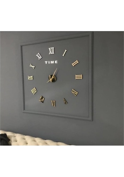 Büyük Duvar Saati Dekoratif 3D Romen Rakamlı Model Metal Göbek (446726110)