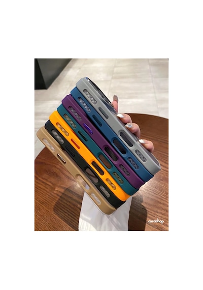 İphone 17 Uyumlu Kılıf Açılır Kamera Stand Magsafeli Mat Renkli Şeffaf + Lens Koruyucu Set Lacivert