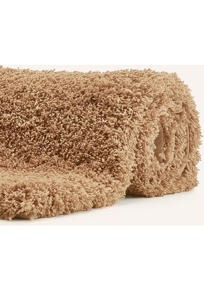 Musa Banyo Paspası 80 Cm, Yuvarlak, Yumuşak, Kaymaz, Hızlı Kuruyan Kahve - Bej