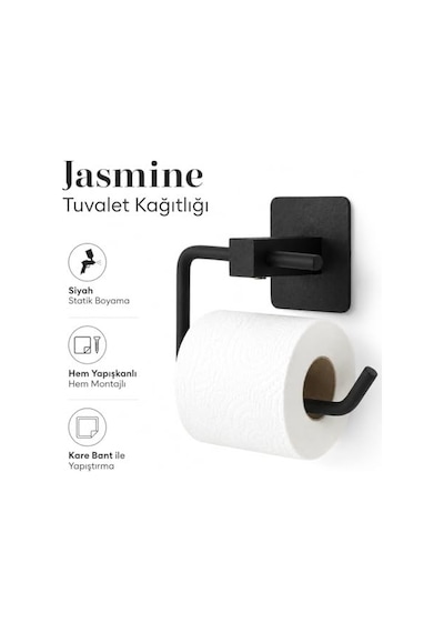 Yapışkanlı Siyah Kare Açık Tuvalet Kağıtlığı Wc Kağıtlık Tuvalet Kağıdı Askısı Diğer