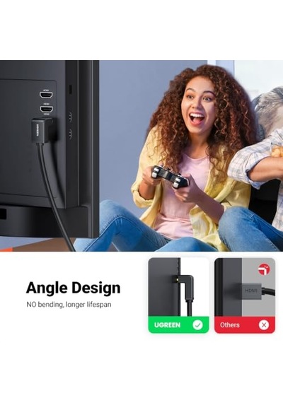 Ugreen Hdmı 90 Derece Kablo, 2 Metre, Siyah Diğer