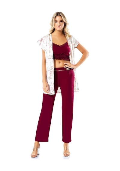 Loriva Kadın Bordo 3'lü Pijama Takımı Bordo Loriva Kadın Bordo 3'lü Pijama Takımı Bordo