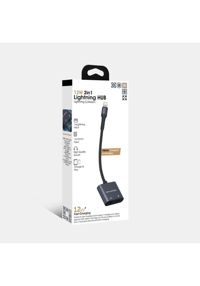 2 İn 1 Lightning Hub Çoklayıcı Kablo Şarj Ve Kulaklık Girişli Lightning Aux Dönüştürücü Çevirici
