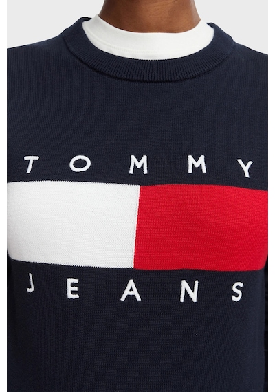 Tommy Jeans Bisiklet Yaka Relaxed Fit Logolu Kazak Kadın Kazak Dw0dw22930 C1g Lacivert