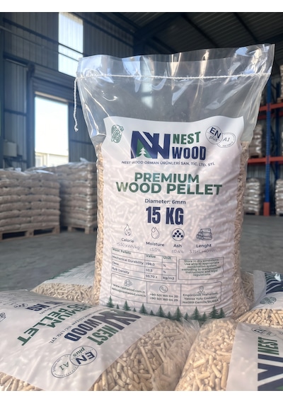 Nest Woodtr %100 Doğal Çam Talaşı Pelet 15 Kg - Doğal Kedi Kumu & Pelet Sobası Yakıtı