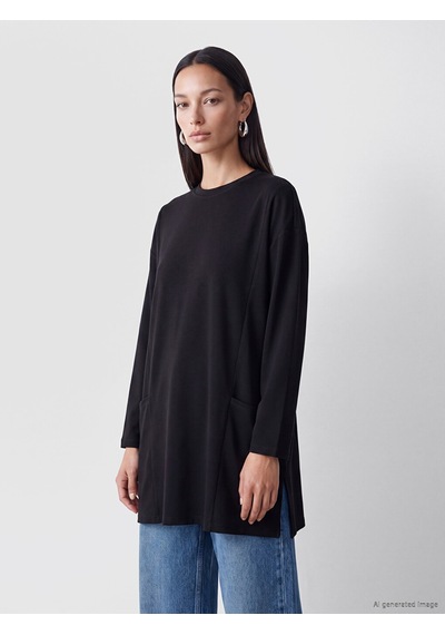 LC Waikiki Lc Waıkıkı Siyah Soft Touch Kadın Sweatshirt Tunik