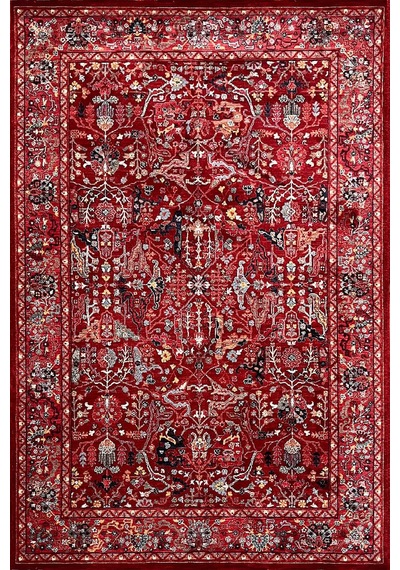Afghan Antik Desenli Otantik Görünümlü Esoteric Vintage Kırmızı Halı Af06 Kırmızı-mavi
