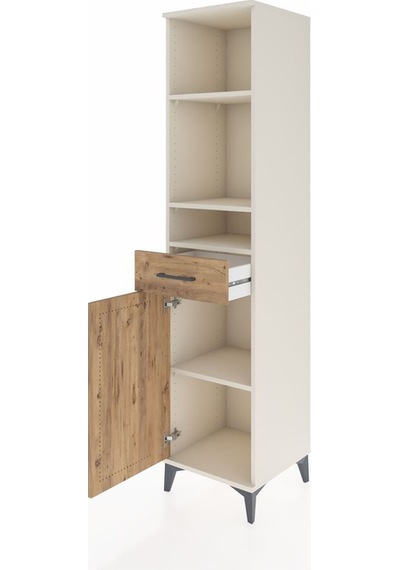 Hyperion Dolap 4 Raflı Tek Çekmeceli Tek Kapaklı 44x44x195 Aytaşı-çam Aytası