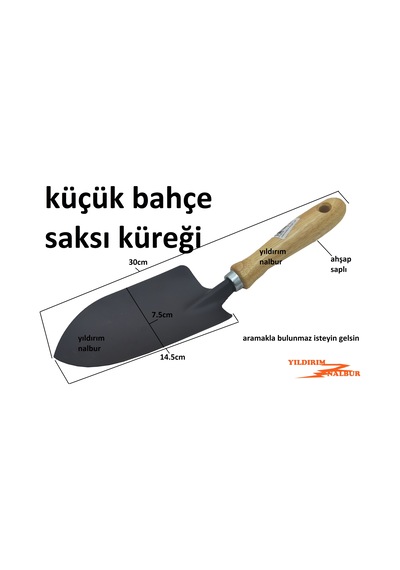Bahçe Hobi Küreği Ahşap Saplı Saksı Kürek Çiçek Gübre Ekon