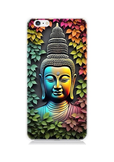 Apple Uyumlu iPhone 6 Silikon Kılıf Budha Ve Sarmaşık Yapraklar