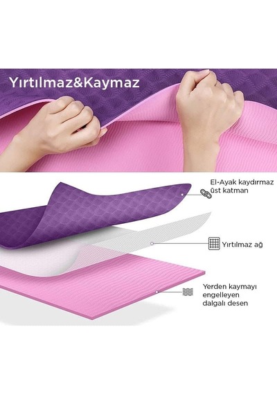Hizalamalı 6mm Tpe Yoga Matı Pilates Minderi Scarlet Genel