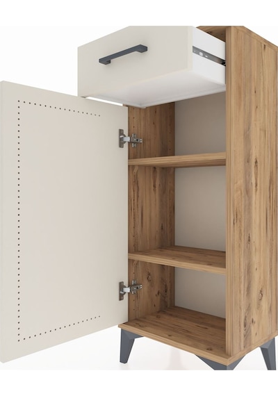 Arges Komodin Tek Raflı Tek Çekmeceli Tek Kapaklı 44x30x106 Çam-aytaşı Atlas Çam