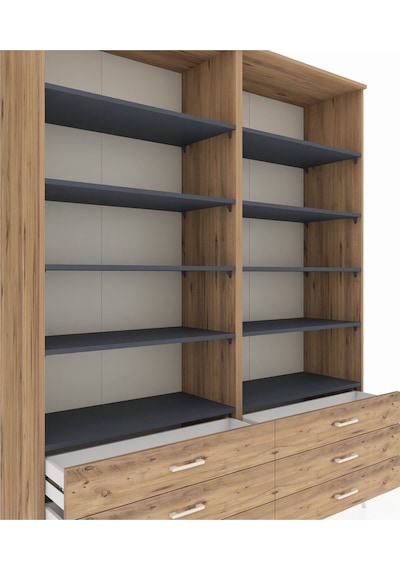 Hyperion Gardrop 10 Raflı 6 Çekmeceli 176x44x221 Çam-antrasit/çam Antrasit/çam Hyperion Gardrop 10 Raflı 6 Çekmeceli 176x44x221 Çam-antrasit/çam Antrasit/çam