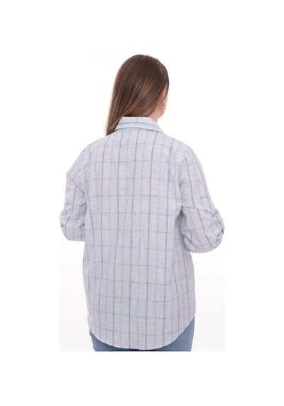 Lady Majestic Rahat Kalıp Büyük Beden Cotton Cepli Gömlek Mavi