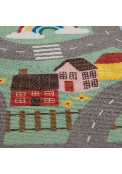 Vallaby Çocuk Halısı 100x133 Cm Oyunlu Çocuk Odası Halı Yeşil