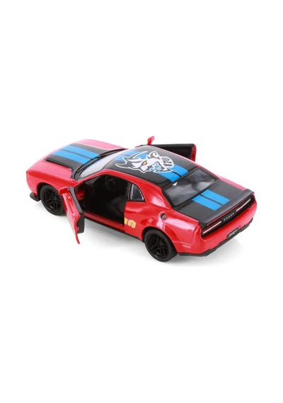 1:38 Ölçek Dodge Challenger Demon Metal Oyuncak Araba - Çek Bırak Açılır Kapılı Kırmızı Çok Renkli
