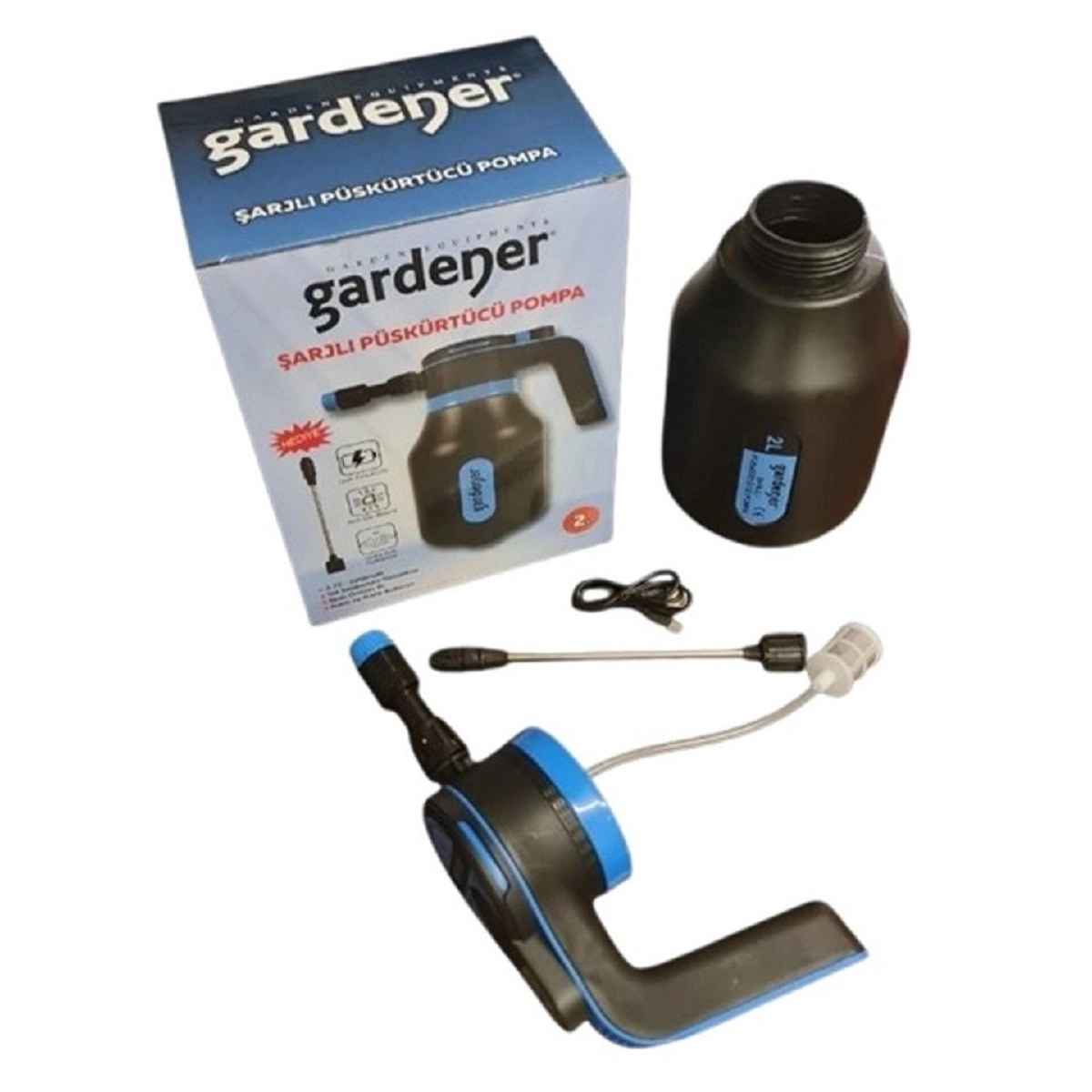 2 Lt Gardener Şarjlı Usb Li İlaç Su Klima Temizleme Dezenfektan Bitki İlaçlama Pompası