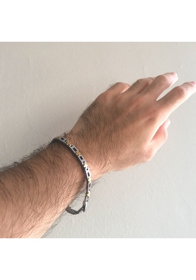 Ferizz 316l Çelik Çift Renkli Erkek Bileklik Eblk-353 Beyaz
