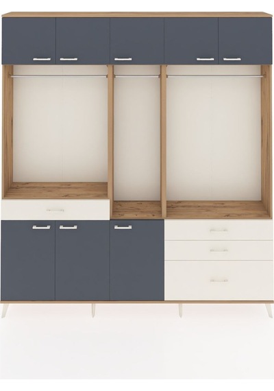 Arges Dolap 8 Raflı 4 Çekmeceli 3 Askılı 220x30x243 Çam-antrasit/aytaşı Antrasıt/aytası Arges Dolap 8 Raflı 4 Çekmeceli 3 Askılı 220x30x243 Çam-antrasit/aytaşı Antrasıt/aytası