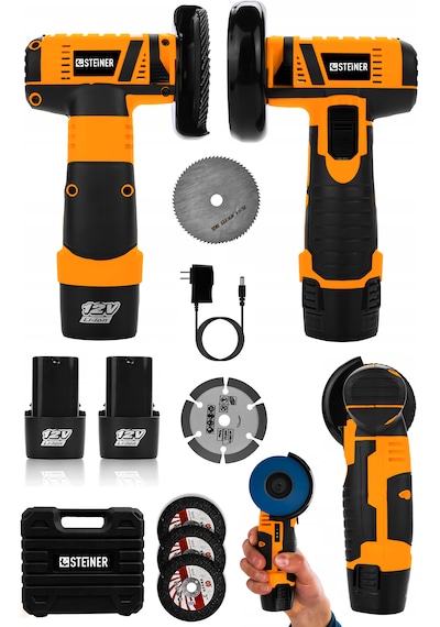 Steiner 12v 2 Ah Çift Akülü Mini Avuç İçi Spirali Ve Şarjlı Avuç Taşlama Makinesi Turuncu