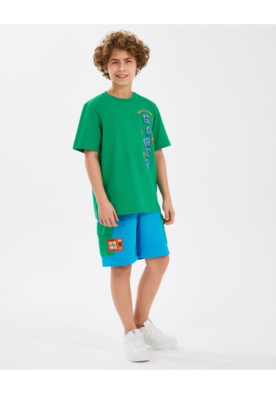Skechers B Graphic Tee T-shirt Büyük Erkek Çocuk Dark Green Tshirt Sk2510028-300 Dark Green Koyu Yeşil