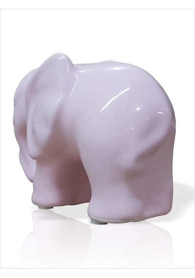 Parlak Yüzeyli Kauçuk Pabuçlu 12 Cm Seramik Pembe Fil Tv Yanı Sehpa Etajer Ünite Üstü Aksesuar Biblo 10x12cm