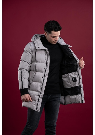 Sir Regular Fit Kapşonlu Astarlı Uzun Kalın Şişme Mont 001