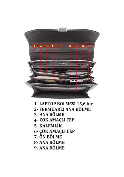15.6" Laptop Bölmeli Omuz Askılı Taban Korumalı Evrak Çantası