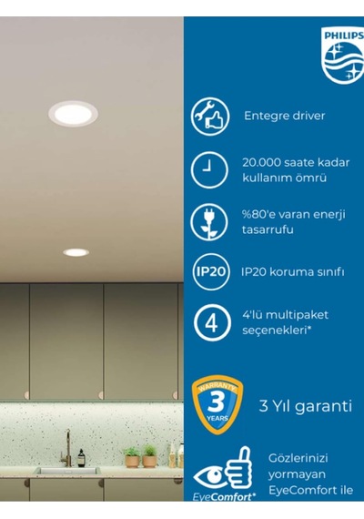 Phılıps Eridani Dl190b 14w 150mm Delik Çapı 4000k Gün Işığı 1250lümen Spot Diğer
