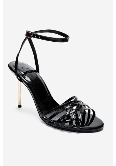 Luvishoes Lorıon Siyah İnce Bantlı Kadın Topuklu Ayakkabı