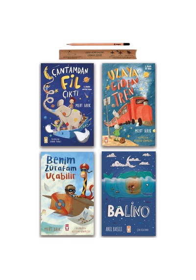 Timaş Çocuk Çantamdan Fil Çıktı - Uzaya Giden Tren - Benim Zürafam Uçabilir - Balino Set 4 Kitap
