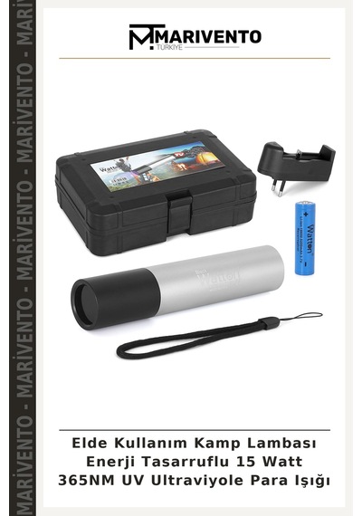 Elde Kullanım Kamp Lambası Enerji Tasarruflu 15 Watt 365nm Uv Ultraviyole Para Işığı Mor