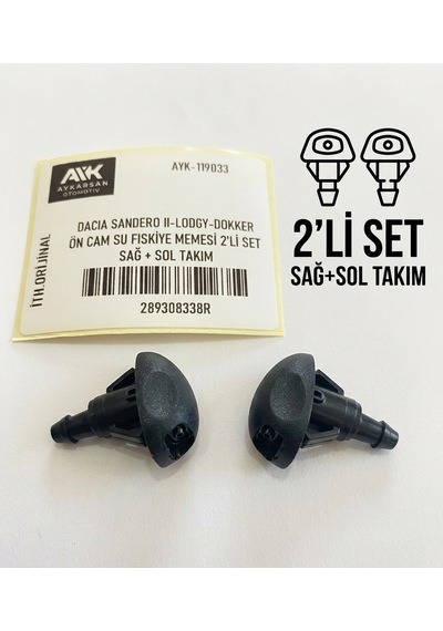 Dacia Sandero 2 - Lodgy - Dokker Ön Cam Fıskiye Memesi 2'li Set Sağ - Sol Takım Oem-289308338r - Seım