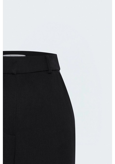 Sateen Yüksek Bel Klasik Pantolon Siyah