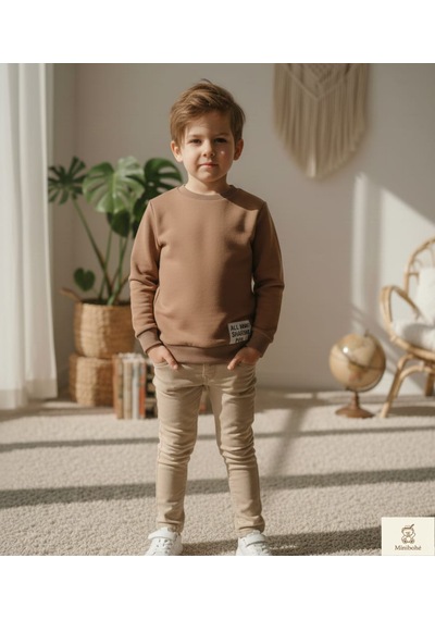 Minibohe Erkek Çocuk Sweatshirt Kahve Kahverengi