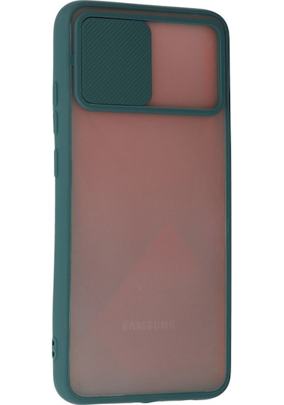 Newface Samsung Uyumlu Galaxy A03s Kılıf Palm Buzlu Kamera Sürgülü Silikon - Yeşil Yeşil