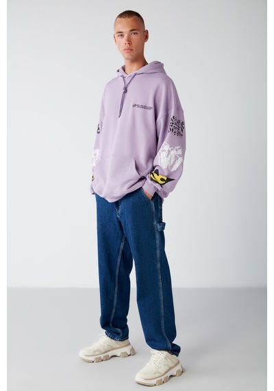 Grimelange Smıle Relaxed Oversize Lila  Sweatshirt
