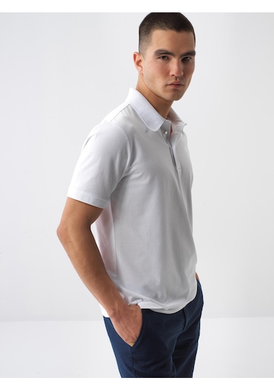 Xint Beyaz Pamuk Dokulu Slim Fit Tişört 502207