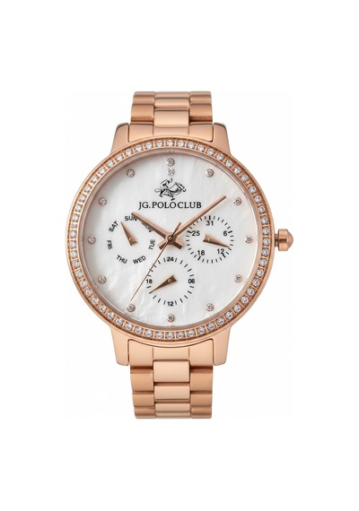 Jg. Polo Club Kadın Kol Saati Rose Gold Renk, Beyaz Kadran - Şık Metal Kordon, 2 Yıl Garantili Rose Gold