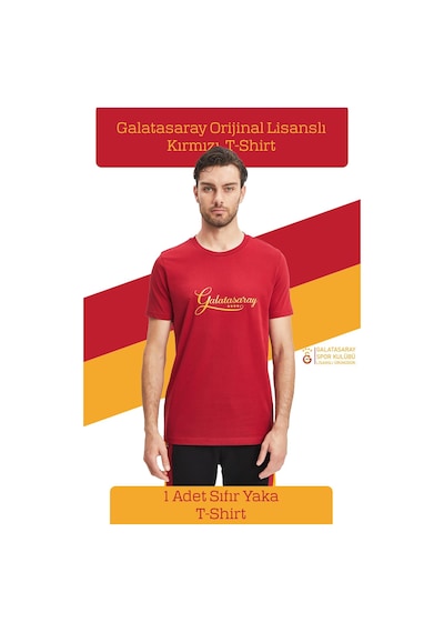 Gsstore Galatasaray Lisanslı Kırmızı Erkek T-shirt Kırmızı