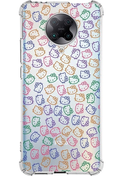 Xiaomi Poco F2 Pro Köşe Korumalı Antişok Kapak Hello Kitty Tasarımlı Şeffaf Silikon Kılıf